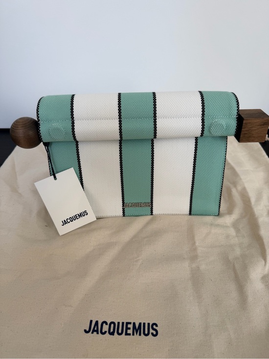 Jacquemus Handbags - Jacquemus La Plage The Rond Carre Striped Cotton Clutch NWT